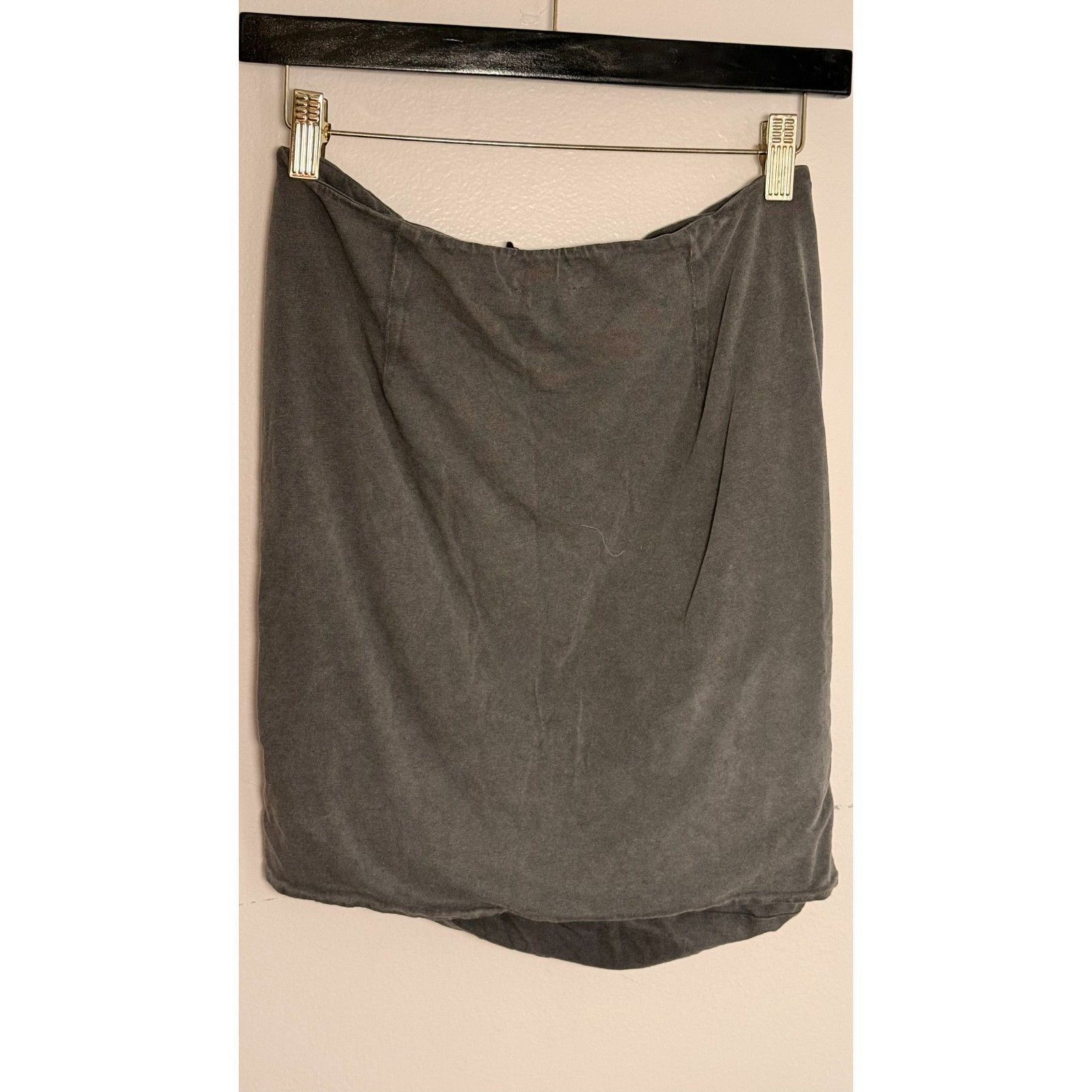 Mikuta The Dark Faded Short Ruched Mini Skirt Charcoal Grey Cotton Nwot M — image 4 of 6